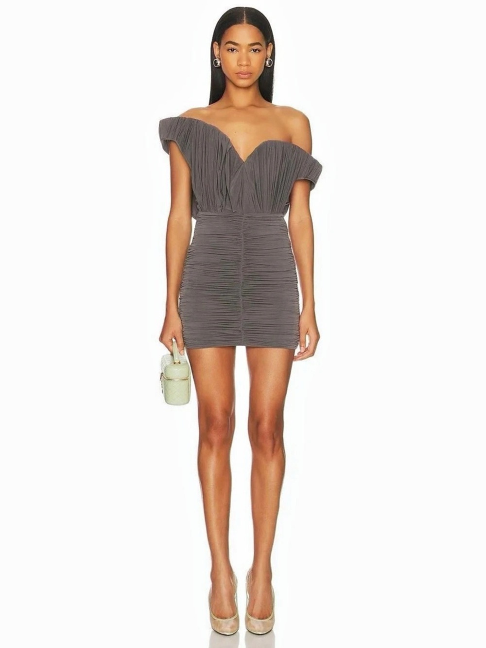 Magda Butrym Asymmetric Off The Shoulder Dress in Brown | Size 38 | $2,620 MSRP